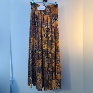 Angie Boho Patchwork Maxi Skirt NWT
